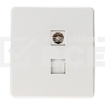 Розетка телевизионная Kranz ROUND компьютерная RJ45 кат6 + TV с/у перламутр, фото 1