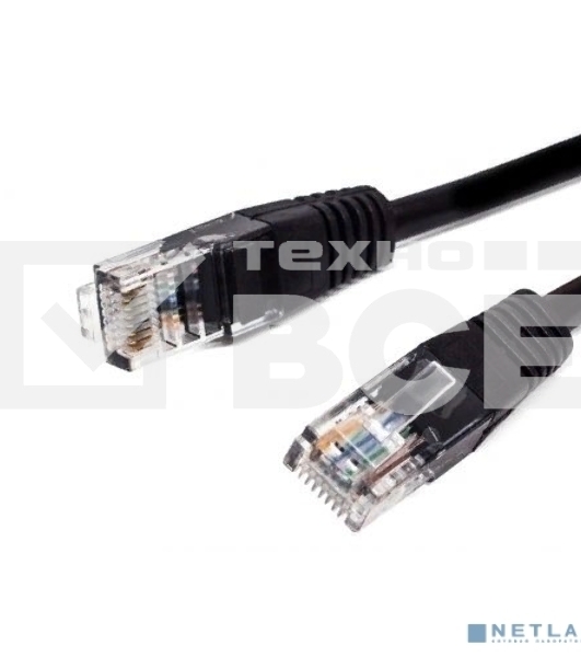 Кабель патч-корд, Filum FL-U5-2M-BK U/UTP 5e cat. 2м, 26AWG(7x0.16 мм), омедненный алюминий (CCA), PVC, чёрный