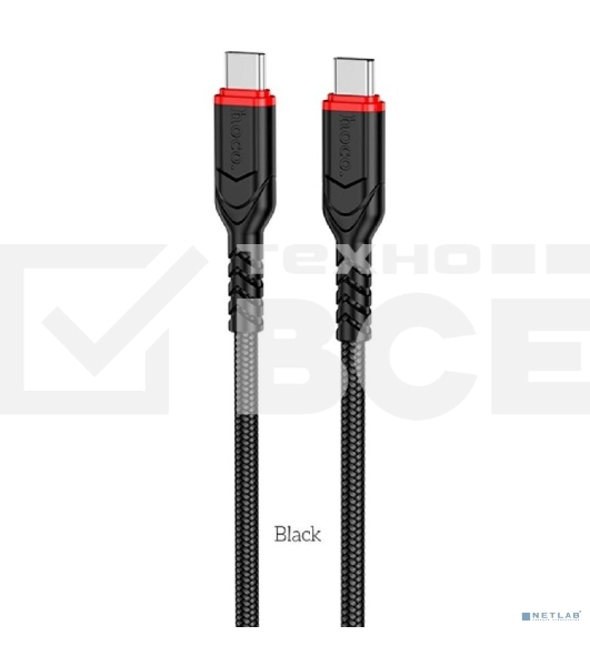 Кабель HOCO X59/PD кабель Type-C-Type-C/1m/3A/60W/черный
