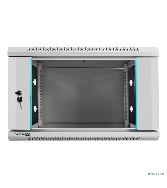 Шкаф телекоммуникационный 19' настенный 6U ExeGate EC-WM-6U.450.G.GREY (19', 6U, 600x450x370 мм (ШхГхВ), передняя дверь закаленное стекло, съемные боковые панели, пыле- и влагозащита IP23, светло-серый RAL 7035)