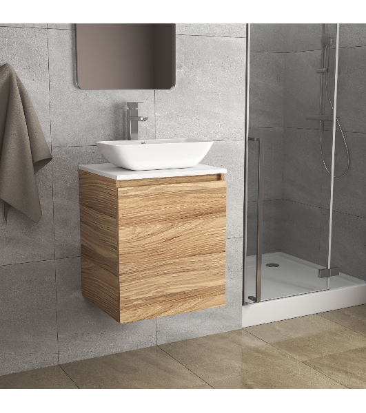 Тумба Bau Dream Blackwood 50 с дверцей, раковина BAU Spectrum mini 47х24 смеситель для раковины высокий Hotel Still, нержавеющая сталь