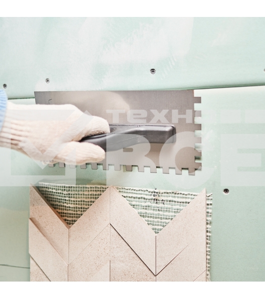 Гладилка нержавеющая 130х270 мм, зуб 10х10 мм, пластиковая ручка Rexant