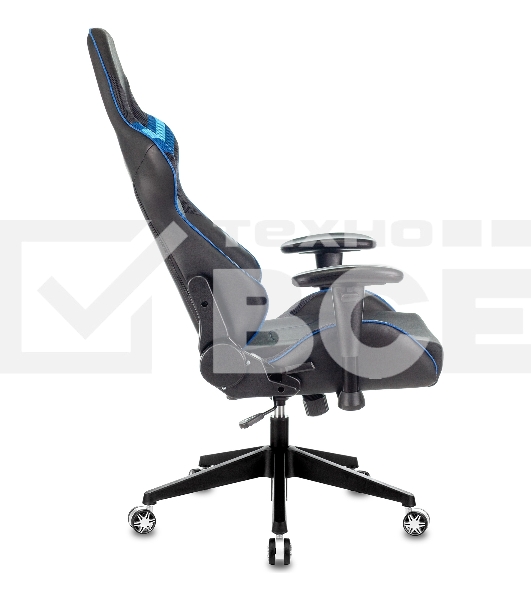 Кресло игровое Бюрократ VIKING 4 AERO BLUE черный/синий, искусст.кожа/ткань, две подушки