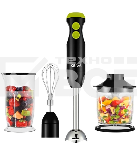 Блендер погружной Kitfort КТ-3041-2 350Вт черный/салатовый