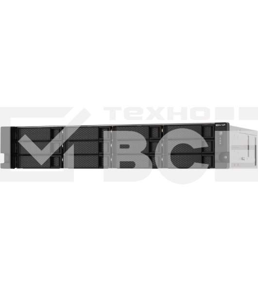 Сетевое хранилище без дисков SMB QNAP TS-1273AU-RP-8G NAS 12 HDD trays, 2x 2.5 GbE, rackmount, 2 PSU. 4-core AMD V1500B  2,2 GHz , RAM 8 GB (8 GB UDIMM DDR4 (1 x 8 GB) up to 32 GB (2 x 16 GB)). W/o rail kit RAIL-B02
