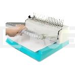 Переплетчик ГЕЛЕОС БП-16 бирюзово-белый на пластиковую пружину, А4, ручная перфорация 16 листов, переплет макс до 500 л., глубина перфорации 2-3-4-5 мм, фото3