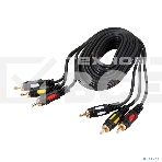 Шнур 3 RCA - 3 RCA, длина 5 метров, черный (GOLD) Rexant, фото2