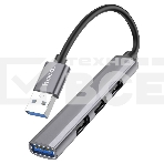 Разветвитель USB3.0/2.0 Hoco HB26, 3xUSB2.0, USB3.0, кабель USB 13см, темный алюминий, фото4