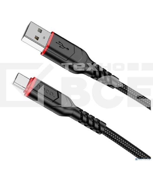 Кабель HOCO X59/ USB кабель Type-C/ 2m/ 3A/ Нейлон/ Black
