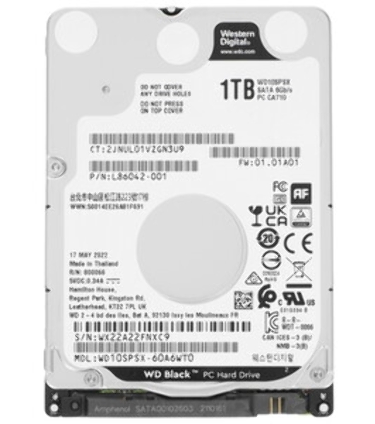 Жесткий диск WD 1Tb 7200rpm SATA-III WD10SPSX черный 64Mb 2.5'