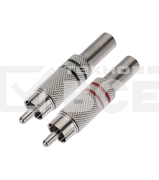 Разъем штекер Proconnect RCA металл пайка ZN черный/красный