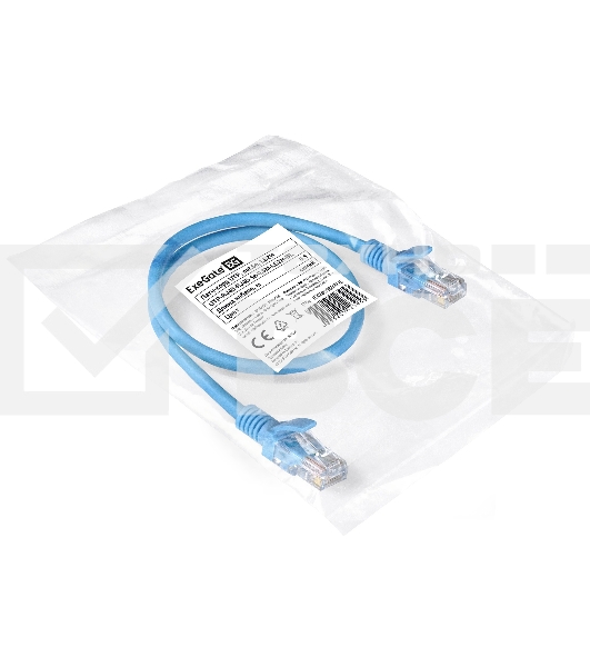 Патч-корд ExeGate EX286380RUS UTP-RJ45-RJ45-5e-0,5M-LSZH-BL, UTP, cat.5e, LSZH, 0.5м, синий