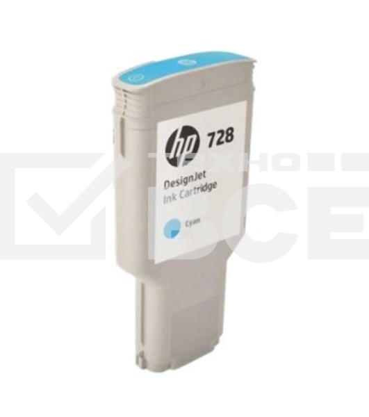 Картридж струйный HP F9K17A (HP 728) для DesignJet T730, T830. Голубой. 300 мл.