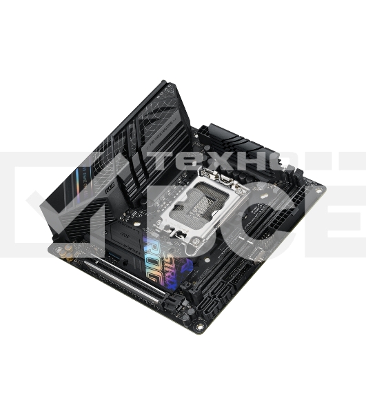 Материнская плата ASUS ROG STRIX B760-I GAMING WIFI, LGA 1700, Intel B760, 2xDDR5, 4xSATA, 2xM.2, 1xPCIe 5.0 x16, 1xHDMI, 1xDP, 1x 2.5Gb LAN, 3xUSB-A 2.0, 3xUSB-A 3.2 Gen 1, 1xUSB-C 3.2 Gen 1, 1xUSB-C 3.2 Gen 2x2, 5x3.5 мм, 7.1, Mini-ITX