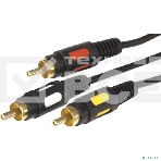 Шнур 3 RCA - 3 RCA, длина 5 метров, черный (GOLD) Rexant, фото3