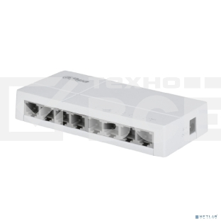 Коммутатор 8-в-1 Dahua DH-SF1008L /8 портов до 100 Мбит.с/коммутация до 1.6 Gbит.с/неуправляемый/Plug & Play/белый (DH-SF1008L)