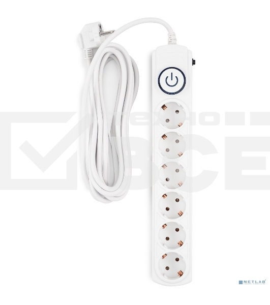 Сетевой фильтр Ippon BK-6-EU-5-10-W 5 м, 6 розеток, белый, коробка