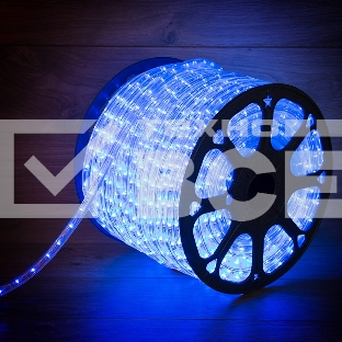 Дюралайт LED, постоянное свечение (2W) - синий, 24 LED/м, Ø10мм, бухта 100м