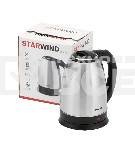 Чайник электрический Starwind SKS1051 1.8л. 1500Вт серебристый матовый/черный (корпус: нержавеющая сталь/пластик)