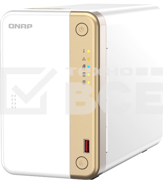 Сетевое хранилище channel QNAP TS-262-4G NAS 2 HDD trays, 2 x M.2 NVMe PCIe Gen 3 x1, 2-core Intel Celeron N4505  2.9 GHz, 4 GB RAM (4GB max), 1x2.5 Gigabit Ethernet , Slot PCIe Gen 3 x2, 2 USB 3.2 Gen 2 (10Gbps) Port, 2xUSB USB 2.0 port, 1xHDMI 2.0