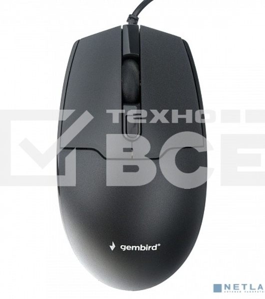 Мышь проводная Gembird MOP-430 черный, 1600 dpi, USB, кнопки - 4