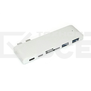 Адаптер сдвоенный Type C на USB 3.0*2 + Type C* 2 + SD/TF для MacBook, серебристый
