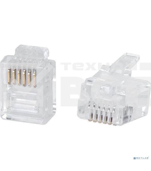 Коннектор Cabeus, RJ12(6p6c), кат. 5, неэкр., цвет: прозрачный