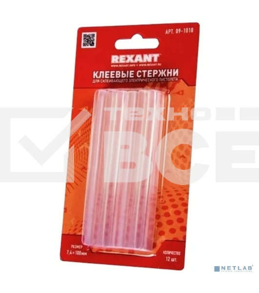 Клеевые стержни Rexant, Ø7 мм, 100 мм, прозрачные, 12 шт., блистер