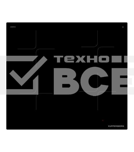 Варочная поверхность Kuppersberg ICI 605, индукционная, inverter, High-Tech, 60 см, пауза, таймер, блокировка панели управления, автоматическое отключение, бустер, 9 уровней мощности, прямые края, индикация остаточного тепла, сенсорное управление/invisibl