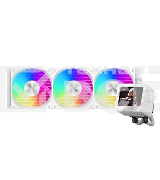 Система охлаждения PCCooler GT360 ARGb Display WH (310W, 360мм, LED temp., белый, ARGb/Fans: 3x120мм, 99CFM, 41.5dBA, 3000RPM/Pump 15dBA, 2600RPM, Rad thickness 27мм/S: 1851, 1700, 1200, 115X, AM5, AM4)