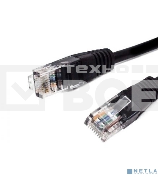 Кабель патч-корд, Filum FL-U5-3M-BK U/UTP 5e cat. 3м, 26AWG(7x0.16 мм), омедненный алюминий (CCA), PVC, чёрный