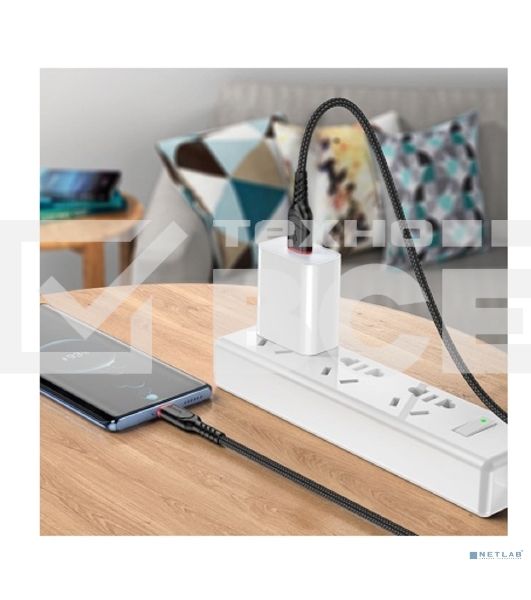 Кабель HOCO X59/ USB кабель Type-C/ 2m/ 3A/ Нейлон/ Black