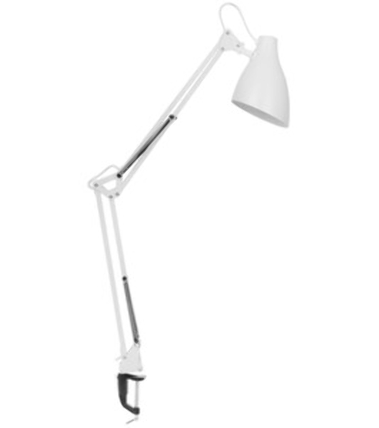 Светильник настольный Camelion KD-335 C01 белый с метал. струбциной, 230V, 40W, E27
