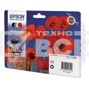 Картридж струйный Epson C13T17064A10 черный/голубой/пурпурный/желтый набор карт. для Epson XP33/203/303