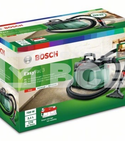 Строительный пылесос Bosch EasyVac3 зеленый, 170/700 Вт, уборка сухая, пылесборник контейнер, 2 л