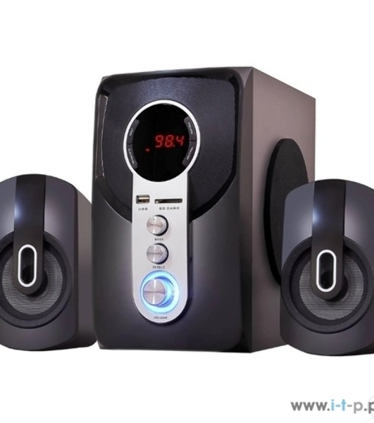 Мультимедийная акустическая система GINZZU GM-405 2.1 с Bluetooth. Выходная мощность (RMS) 40 Вт. Диапазон воспроизводимых частот: 40Гц - 20КГц. Встроенный аудио-плеер: SD-card, USB-flash до 32 Gb. FM радио: 87.5МГц - 108.0МГц. Вход AUX: стерео вход (2RCA). Пульт дистанционного управления - 21 кнопка. Эквалайзер: обычный, джаз, рок, поп, классика.