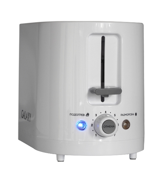 Тостер Galaxy Line GL 2908, белый, пластик, 800 Вт