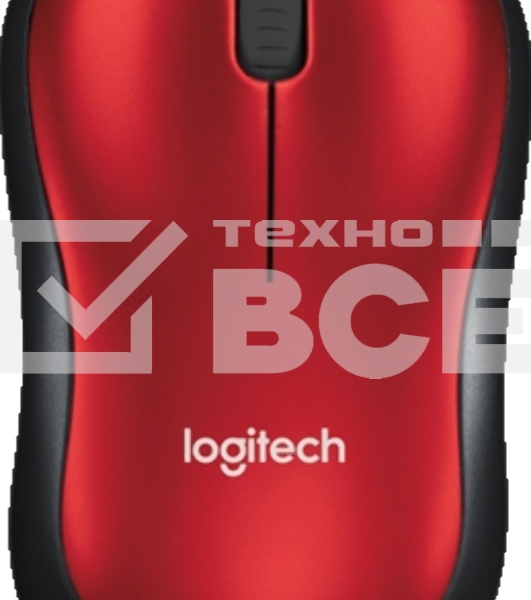 Мышь беспроводная Logitech M185, красный, 1000 dpi, радиоканал, USB, кнопки - 3