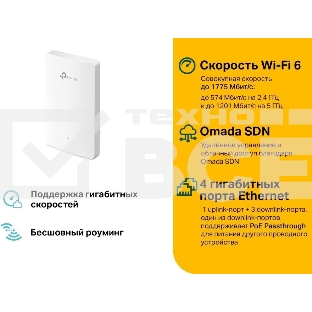 Точка доступа TP-Link EAP615-Wall AX1800 10/100/1000BASE-TX