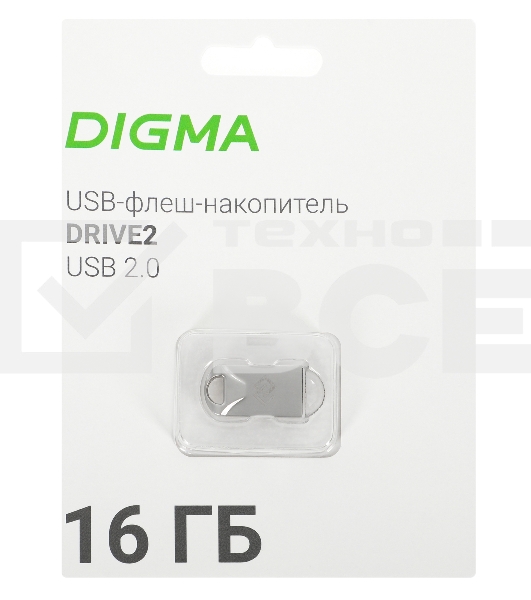 Флеш диск Digma 16Gb DRIVE2 DGFUM016A20SR USB2.0 серебристый