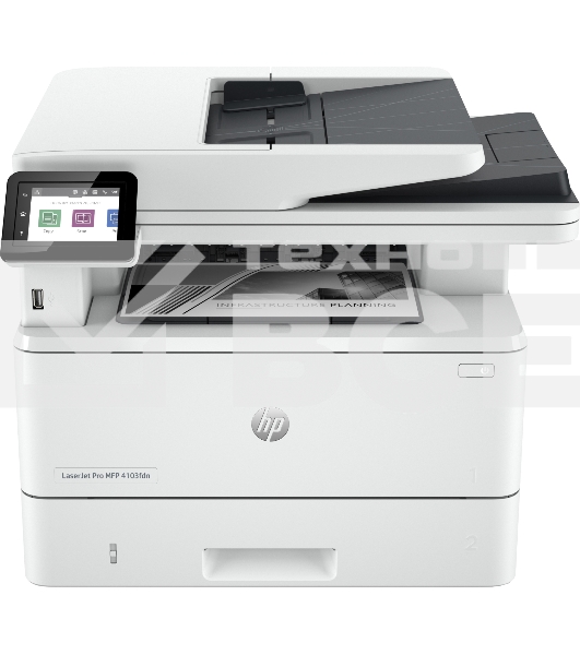 МФУ лазерный HP LaserJet Pro 4103fdn (2Z628A), A4, ч/б, печ. до 40 стр/мин., скан. до 29 стр/мин. (ч/б) 20 стр/мин. (цвет), 1200 x 1200 dpi, USB, RJ-45, Air Print, Mopria
