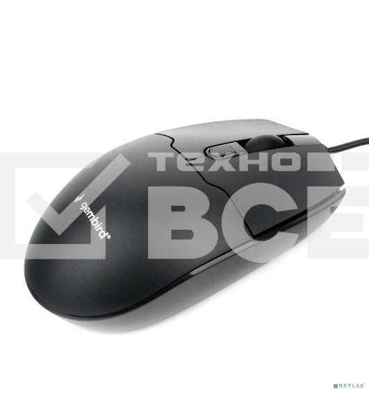 Мышь проводная Gembird MOP-430 черный, 1600 dpi, USB, кнопки - 4