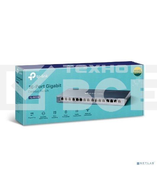 Коммутатор TP-LINK TL-SG116 16-портовый гигабитный настольный коммутатор