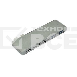 Адаптер сдвоенный Type C на USB 3.0*2 + Type C* 2 + SD/TF для MacBook, серый