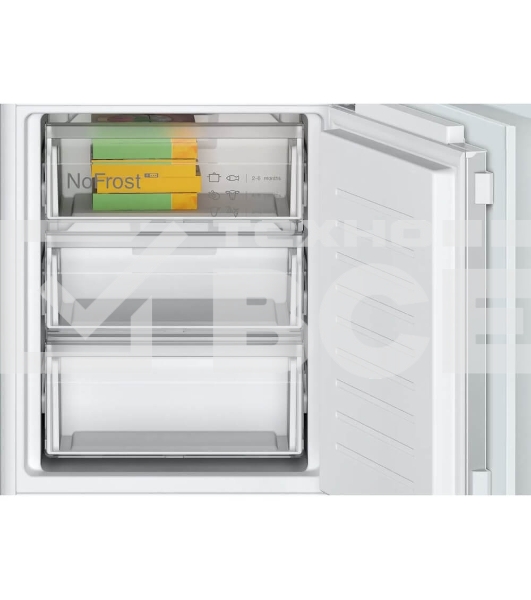 Встраиваемый холодильник Bosch KIN86VFE0 Serie 4, техника плоских шарниров, SN-ST, Объем 260 (184+76)л, NoFrost,LED-освещение, SuperFreeze, VitaFresh XXL