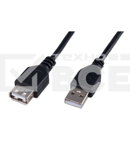 Кабель-удлинитель USB2.0 Cablexpert CCP-USB2-AMAF-1M, AM/AF, медь, двойн.экран, Pro, 1м, черный, пакет