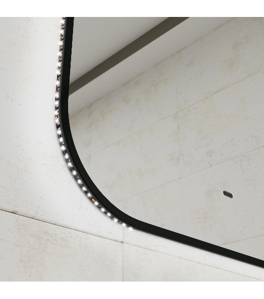 Зеркало Bau Black Rand 60х80, с LED фоновой подсветкой, бесконтактным сенсором, черной окантовкой