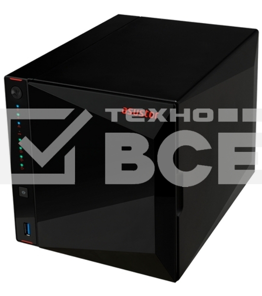 Сетевое хранилище ASUSTOR AS5304T 4-Bay NAS/Media player/Intel Celeron J4105 1.5GHz, up to 2.5 GHz(Quad-Core), 4GB SO-DIMM DDR4, noHDD(HDD,SSD),/2x2,5GbE(LAN)/3xUSB3.2,HDMI/4ip camera license ; 90IX0181-BW3S10