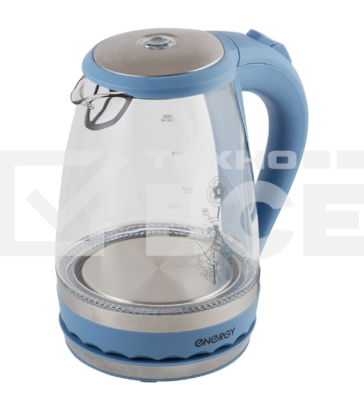 Чайник электрический Energy E-279 стеклянный, 1.5л, синий,1850-2200 Вт, (в уп. 6 шт)
