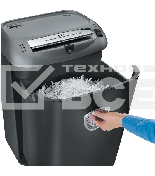 Шредер Fellowes Powershred 75Cs FS-46750 (FS-4675001/FS-4675002){авт., 3.9х50мм, 12лст., 27лтр., уничтожает: скобы, карты, скрепки, CD, селектор кол-ва листов}